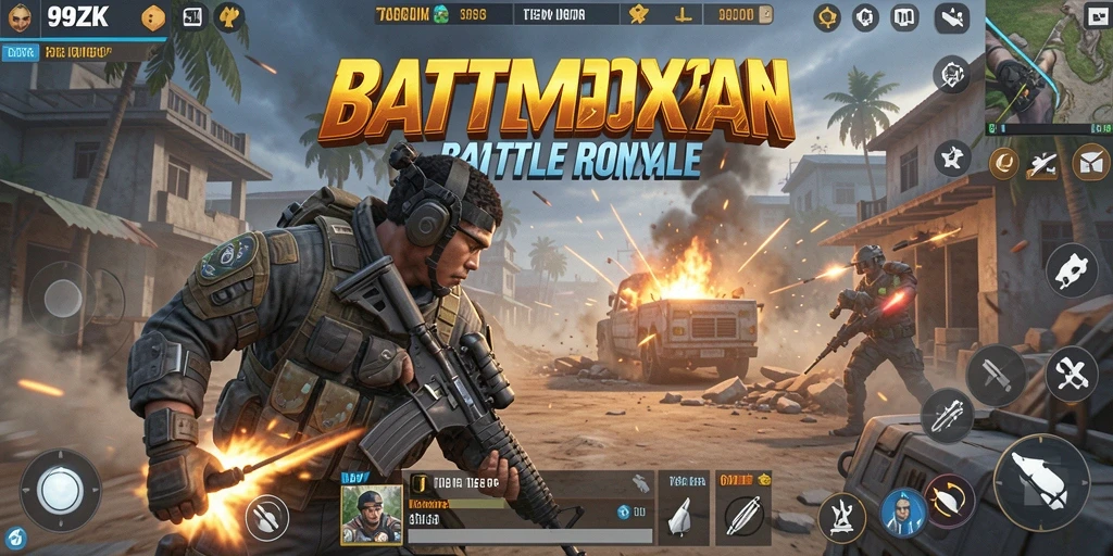 Tangkapan layar gameplay 99ZK yang mendebarkan dalam pertempuran Battle Royale.