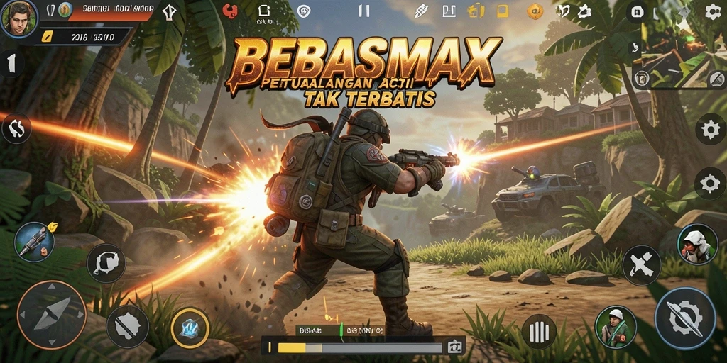 Screenshot gameplay BEBASMAX menampilkan aksi mendebarkan yang seru.