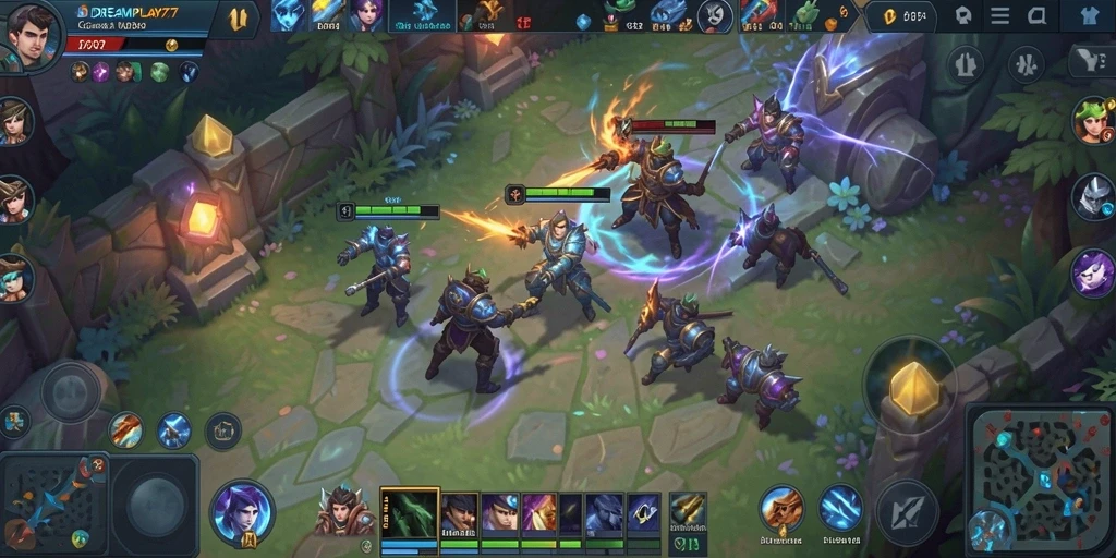 Screenshot menampilkan aksi seru dalam game MOBA DREAMPLAY77.