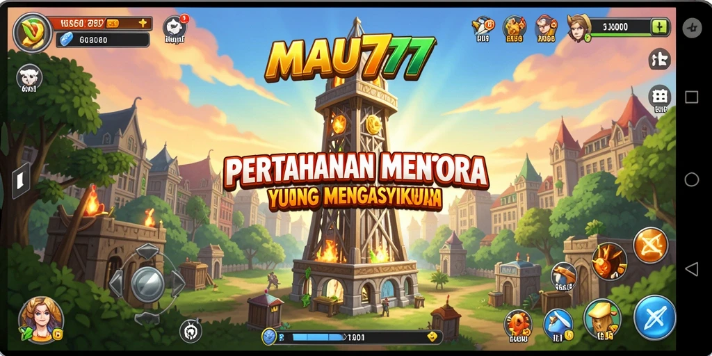 Tampilan gameplay seru dalam game Tower Defense MAU777.