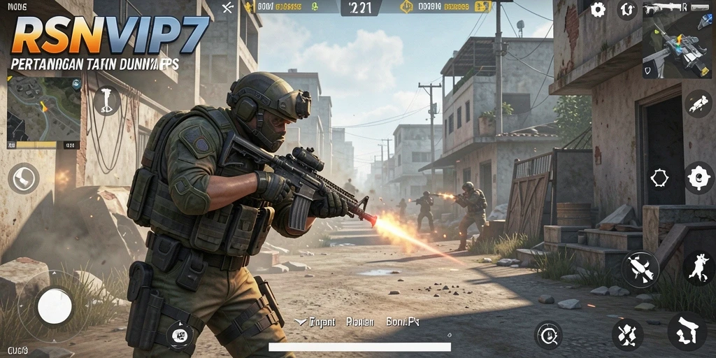 Tampilan gameplay seru dalam pertempuran FPS di RSNVIP7.