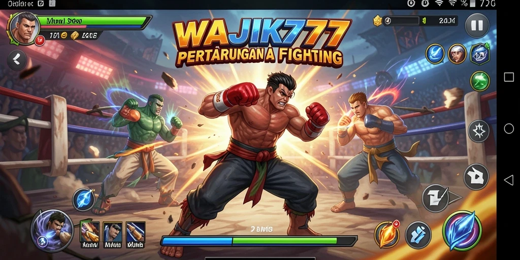 Tampilan gameplay epik dari WAJIK777 dalam pertarungan yang dinamis.